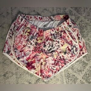 Women’s Calvin Klein Pink and Yellow Athletic Shorts